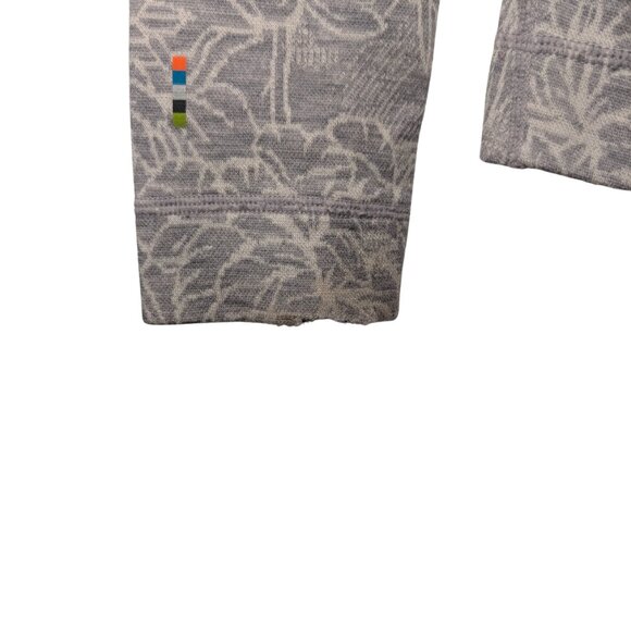 Smartwool Women's Large Thermal Merino Quarter Zip Base Layer Gray Floral - Picture 12 of 13